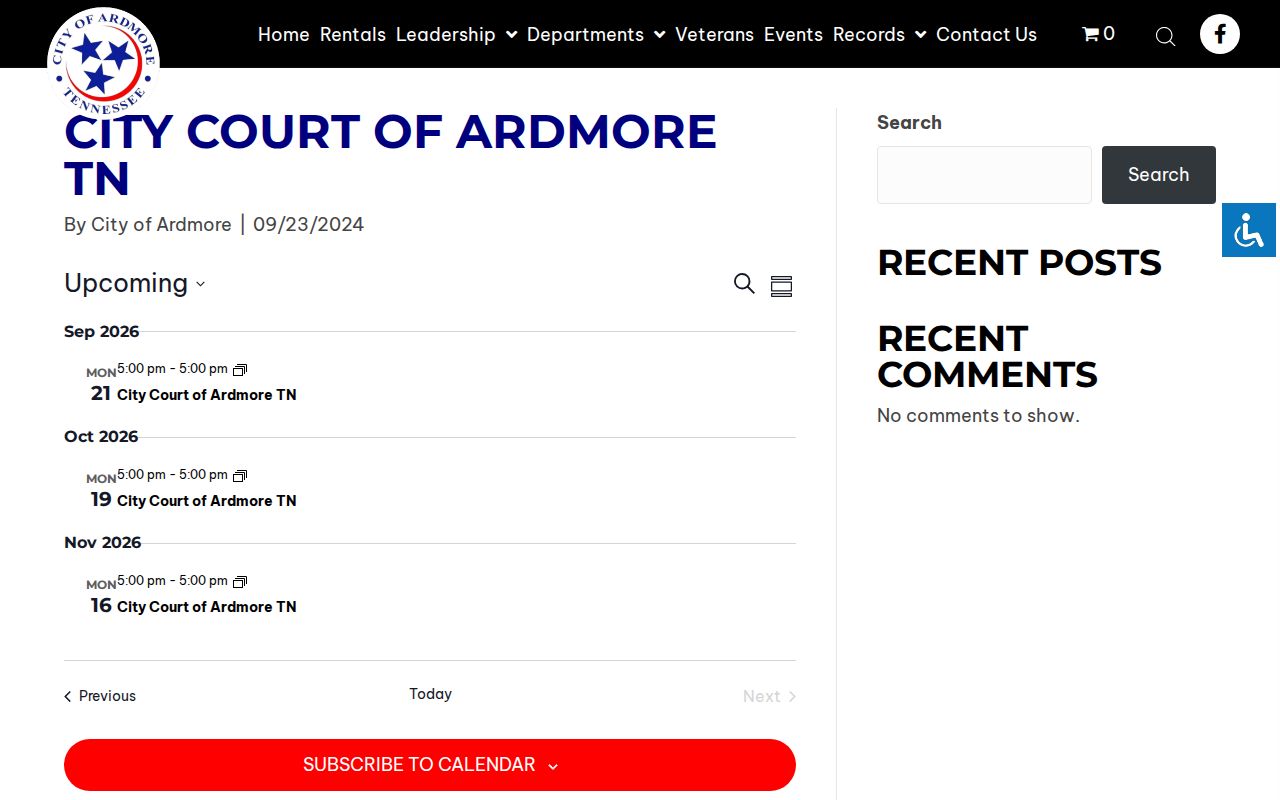 Ardmore court records City Court event series