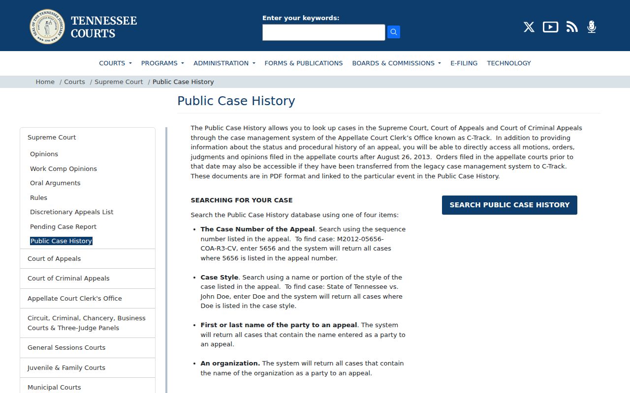 Giles County case search Public Case History coverage notice