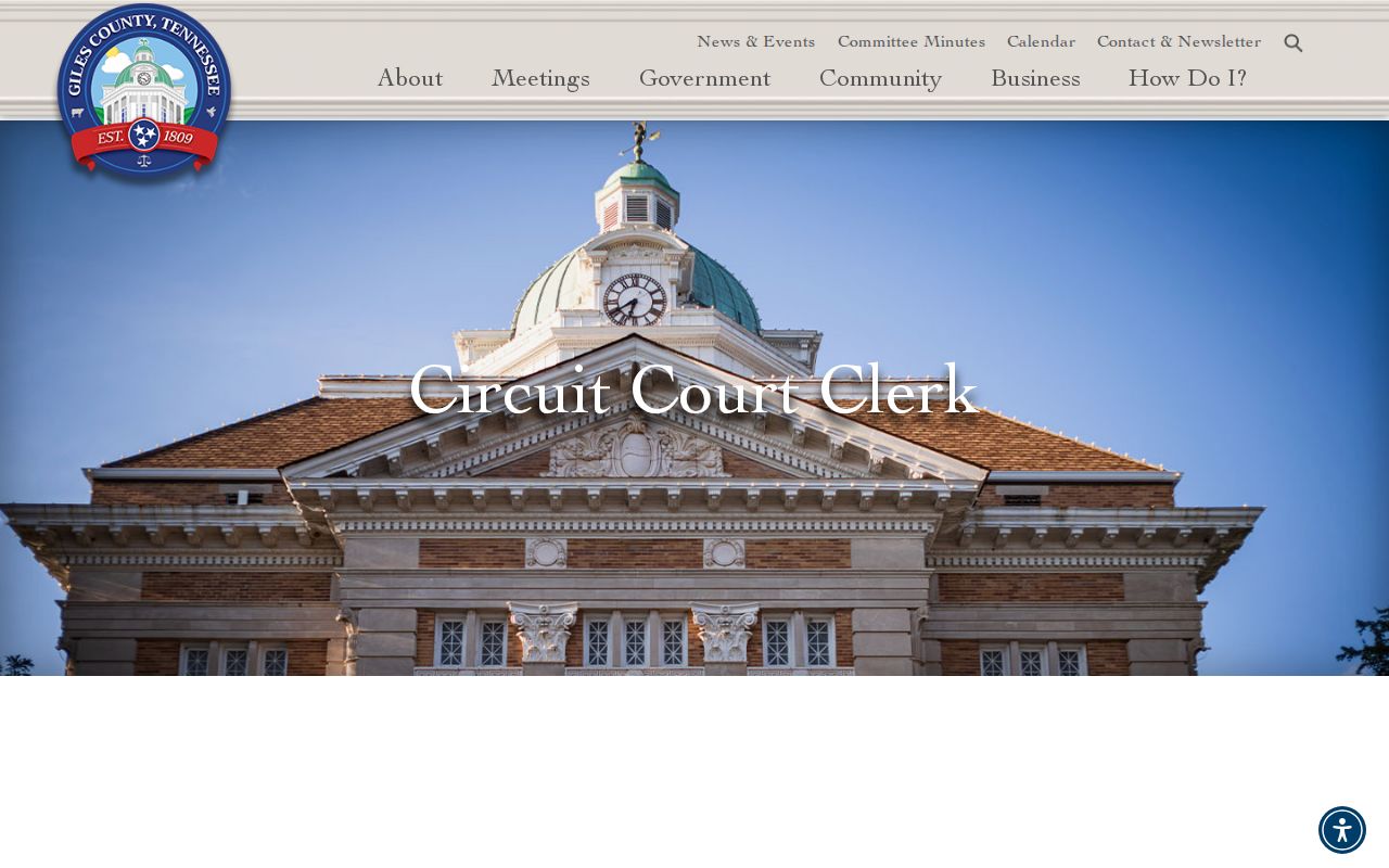 Giles County criminal court docket Circuit Court Clerk page