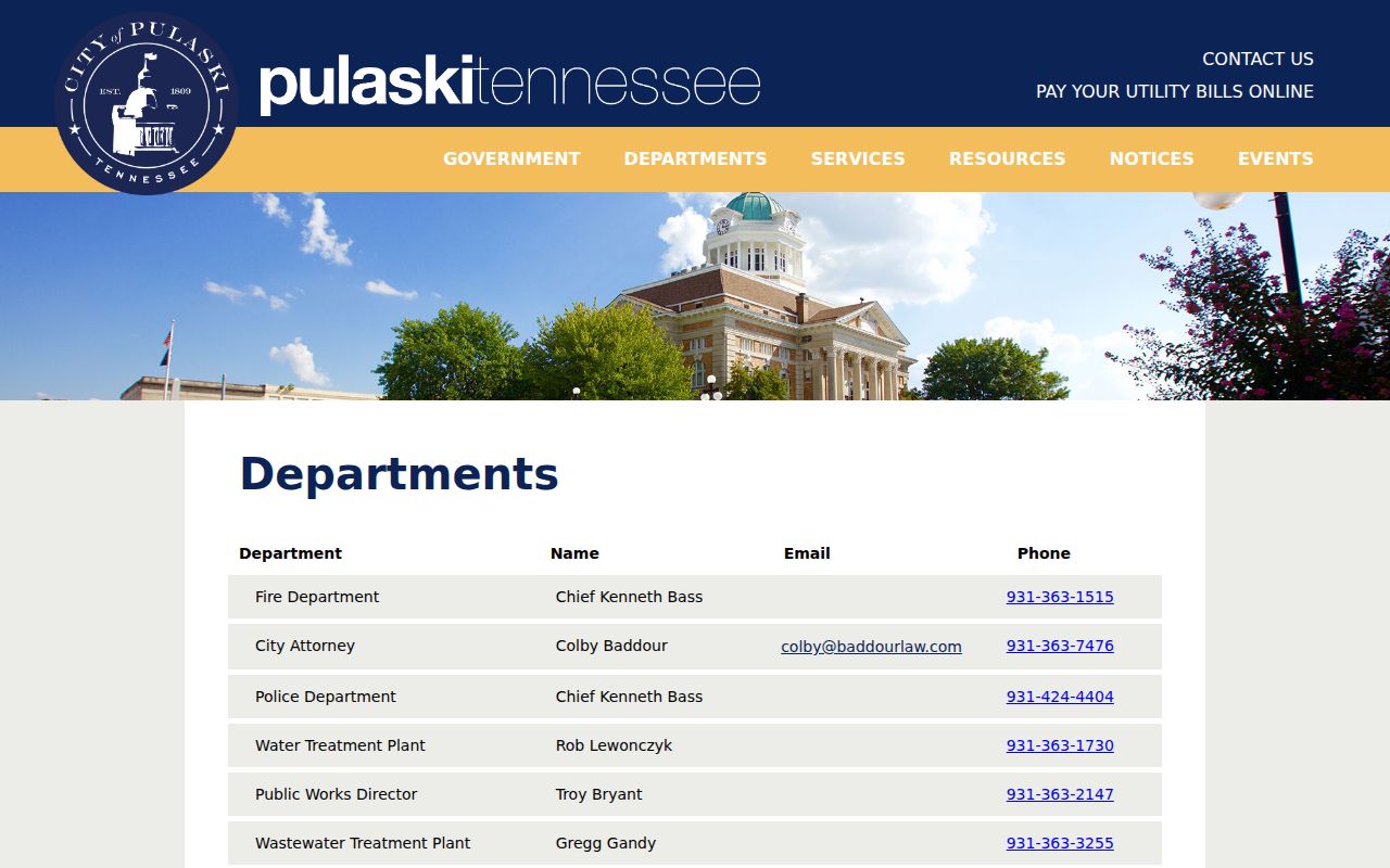 Pulaski court records city department routing