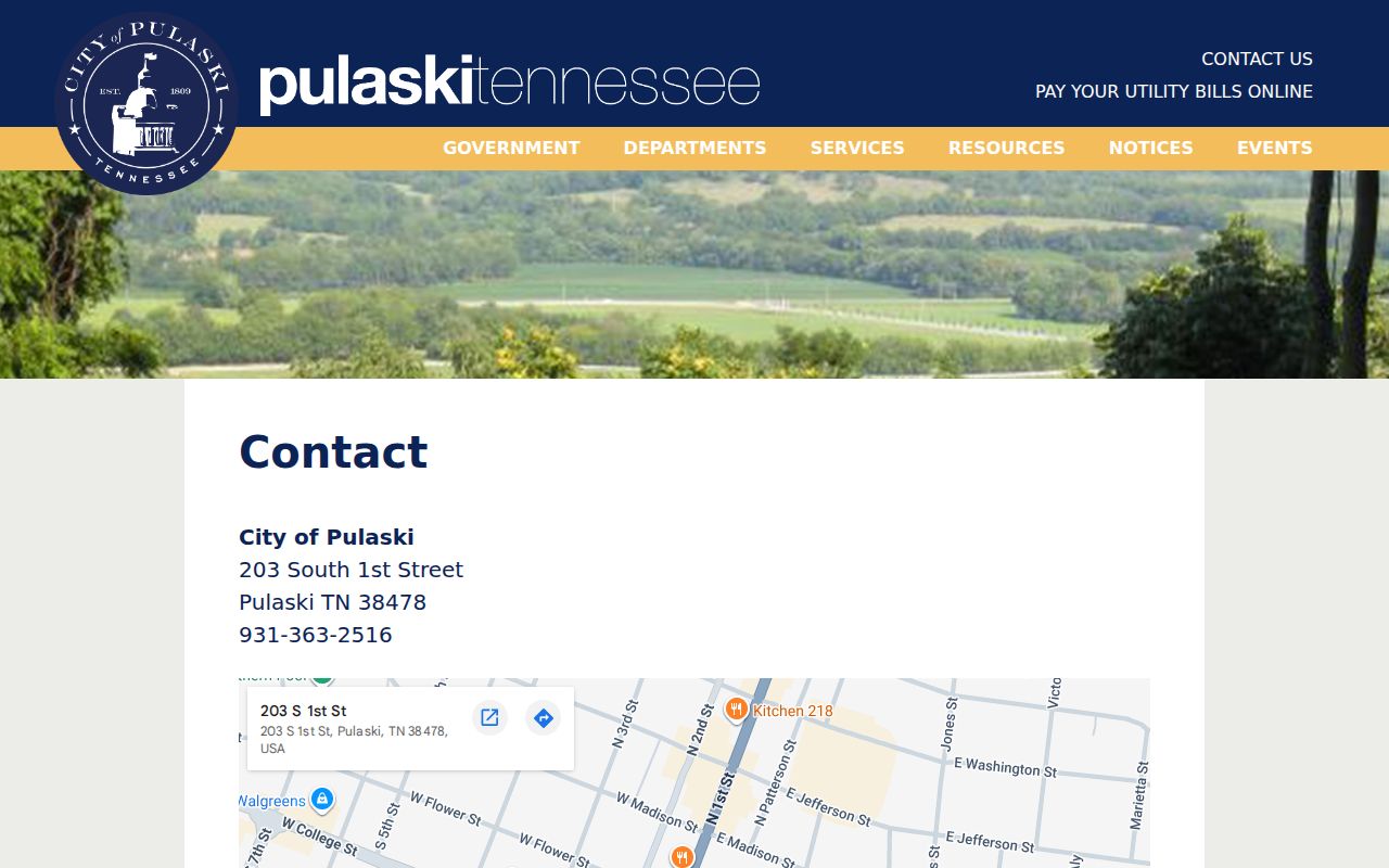 Pulaski court records City Hall contact source